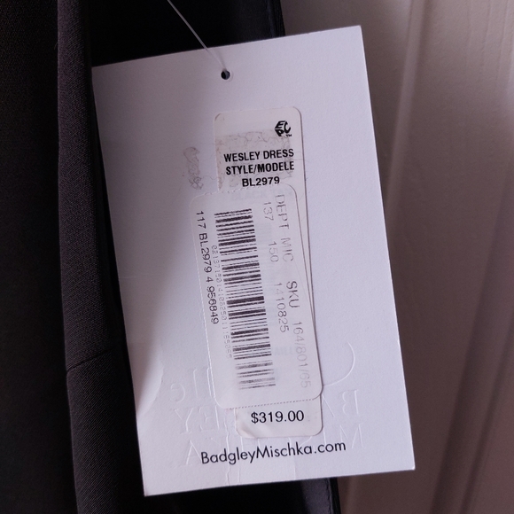 Belle Badgley Mischka (Wesley Dress) - NWT Black Formal Dress W/ Tan Lace Skirt - Picture 6 of 8